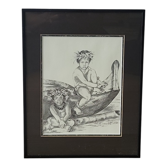 Helga M Vainowski Framed Print. POKI I. Paintung From MAUUI collection. 17 X 14" - Picture 13 of 14